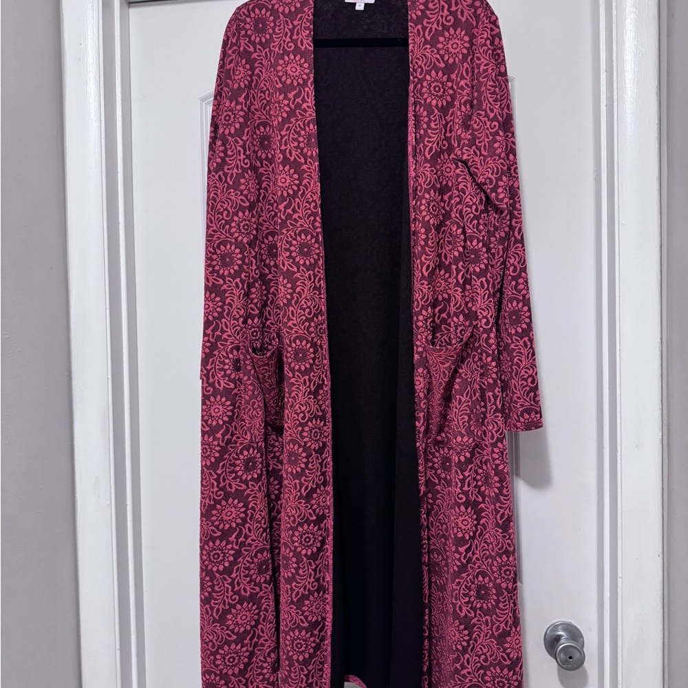 LuLaRoe Red and Black Long Sarah Style Cardigan